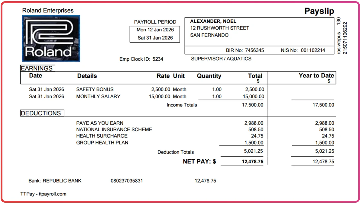 TTPay payslip