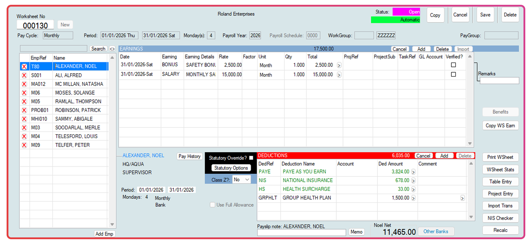 TTPay payroll worksheet