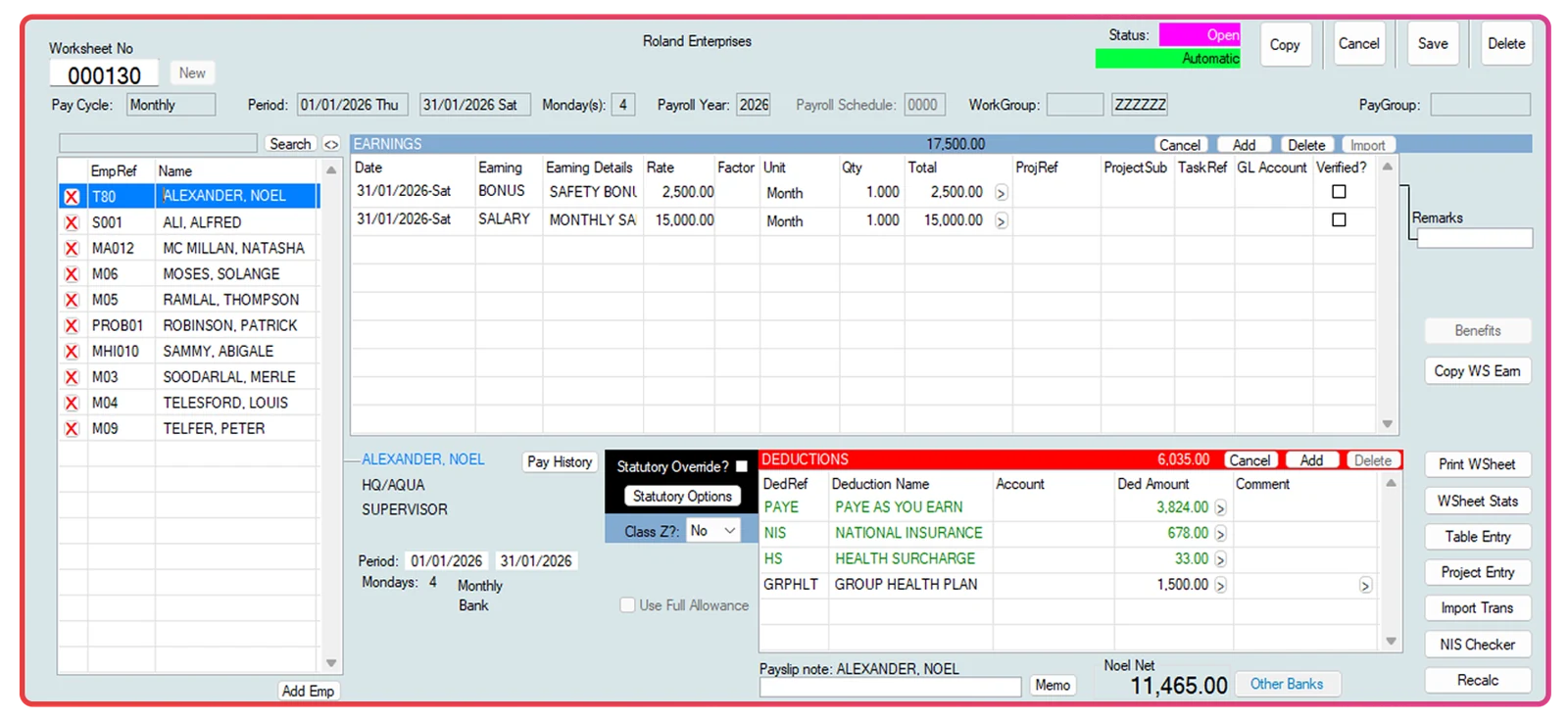 TTPay payroll worksheet